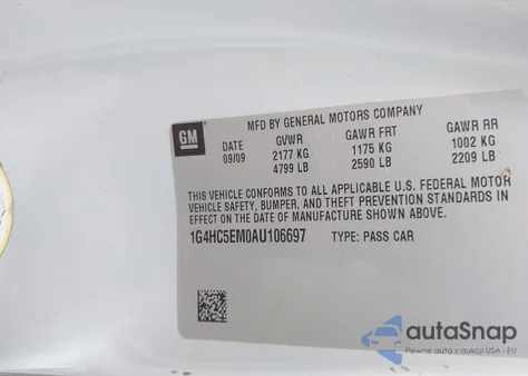 2010 Buick Lucerne Cxl из США, поврежденный, VIN 1G4HC5EM0AU106697